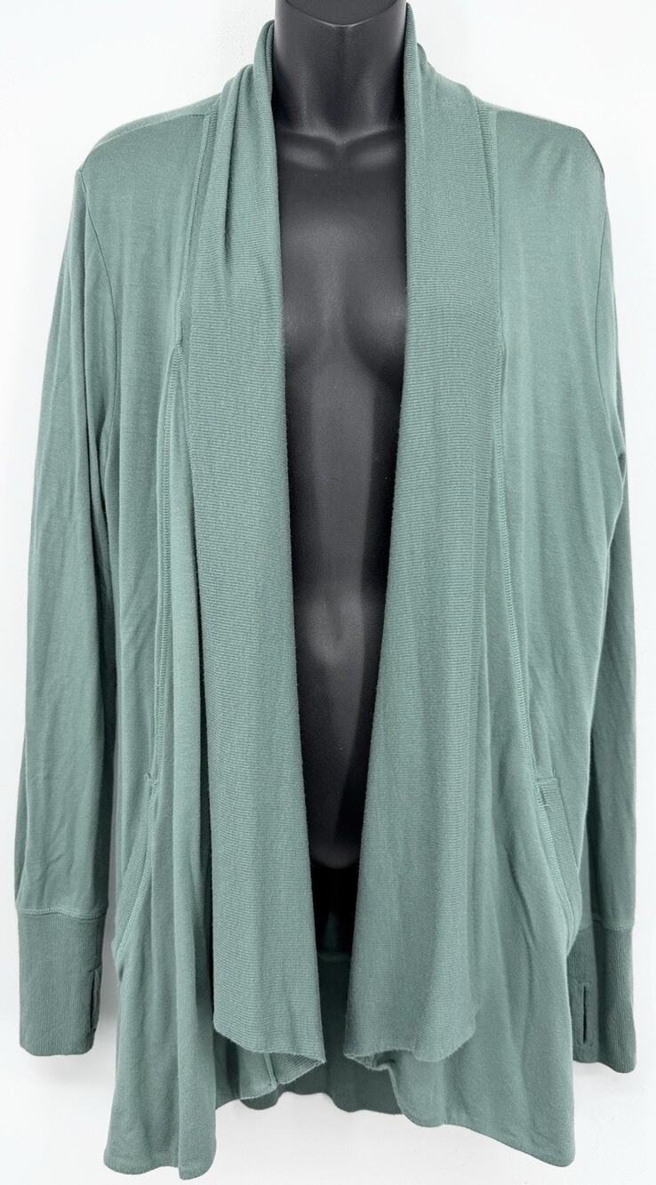 Athleta Womens Green Open Cardigan Comfort Casual Boho Work Office Earthy Travel
